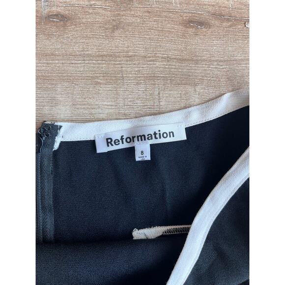 Reformation Marie Contrast Skirt Black White Size 8 - Picture 2 of 6